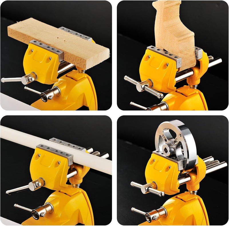 Dazefree Bench Vise, 360° Swiveling Articulating Vise, Clamp-On Vise for Workbench, Cast Steel Table Clamp Vise, Pipe Vise, Bench Vice for Woodworking, DIY, Drilling, Sawing, Metal Working - Image 4
